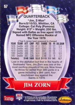 1994 Ted Williams Roger Staubach's NFL #57 Jim Zorn Back