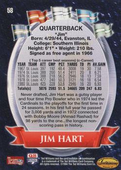 1994 Ted Williams Roger Staubach's NFL #58 Jim Hart Back