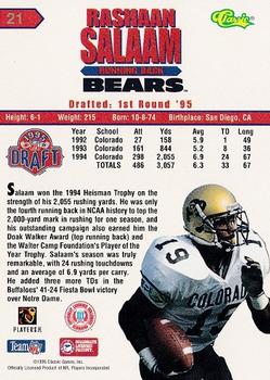 1995 Classic NFL Rookies #21 Rashaan Salaam Back