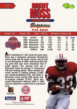 1995 Classic NFL Rookies #53 Brent Moss Back