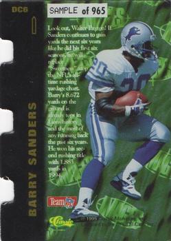 1995 Classic Images Limited Live #DC6 Barry Sanders Back