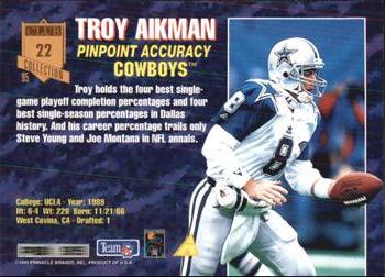 1995 Pinnacle Club Collection #22 Troy Aikman Back