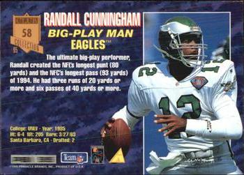 1995 Pinnacle Club Collection #58 Randall Cunningham Back