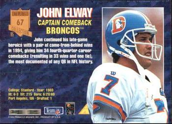 1995 Pinnacle Club Collection #67 John Elway Back