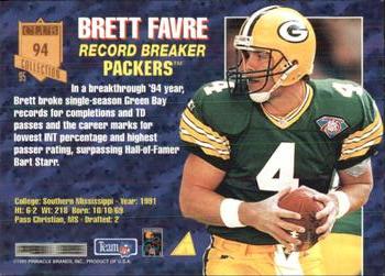 1995 Pinnacle Club Collection #94 Brett Favre Back