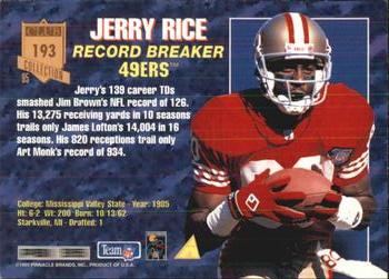 1995 Pinnacle Club Collection #193 Jerry Rice Back