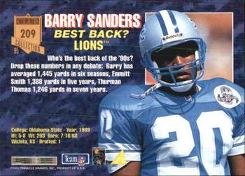 1995 Pinnacle Club Collection #209 Barry Sanders Back