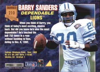 1995 Pinnacle Club Collection #210 Barry Sanders Back