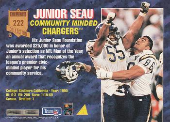 1995 Pinnacle Club Collection #222 Junior Seau Back