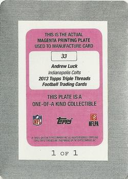 2013 Topps Triple Threads - Printing Plates Magenta #33 Andrew Luck Back