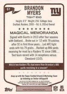 2013 Topps Magic - Mini Orange Border #61 Brandon Myers Back