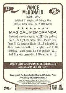 2013 Topps Magic - Mini Red Border #85 Vance McDonald Back