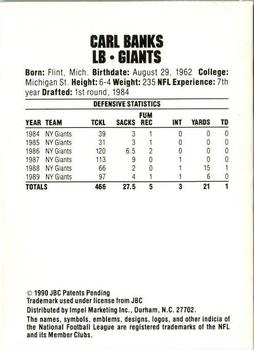 1990 Pro Set Collect-A-Books #NNO Carl Banks Back