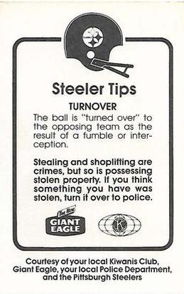 1985 Pittsburgh Steelers Kiwanis Giant Eagle Police #NNO Dwayne Woodruff Back