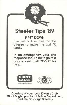 1989 Pittsburgh Steelers Kiwanis Giant Eagle Police #NNO Merril Hoge Back