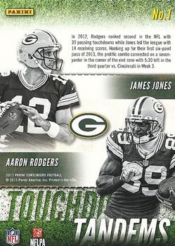2013 Panini Contenders - Touchdown Tandems #1 Aaron Rodgers / James Jones Back
