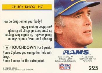 1992 Pro Set FACT Mobil #225 Chuck Knox Back