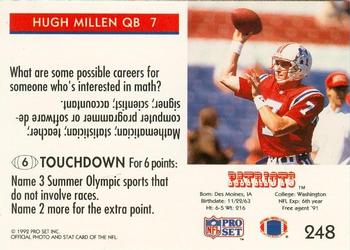 1992 Pro Set FACT Mobil #248 Hugh Millen Back