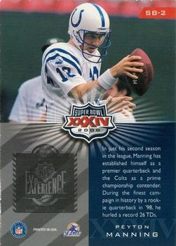 2000 Playoff Super Bowl XXXIV Card Show #SB-2 Peyton Manning Back