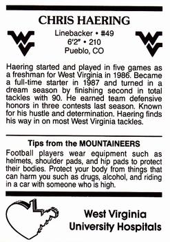 1988 West Virginia Mountaineers #5 Chris Haering Back