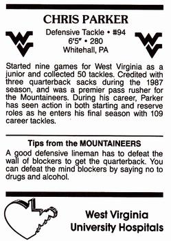 1988 West Virginia Mountaineers #13 Chris Parker Back