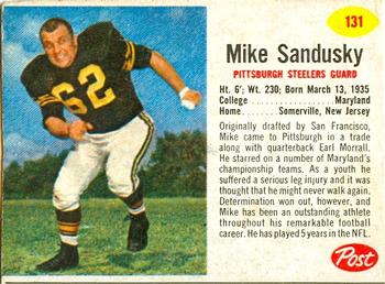 1962 Post Cereal #131 Mike Sandusky Front