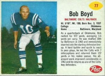 1962 Post Cereal #77 Bob Boyd Front