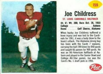 1962 Post Cereal #159 Joe Childress Front