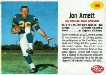 1962 Post Cereal #160 Jon Arnett Front