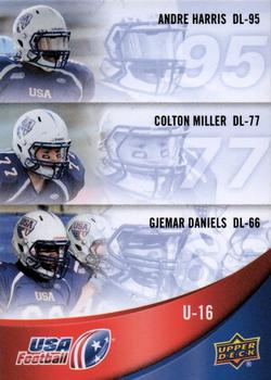 2013 Upper Deck USA Football #52 Andre Harris / Colton Miller / Gjemar Daniels Front