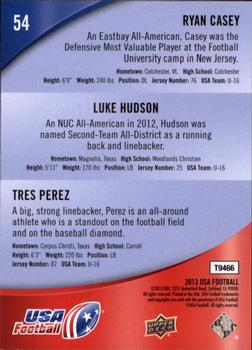 2013 Upper Deck USA Football #54 Ryan Casey / Luke Hudson / Tres Perez Back