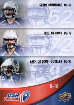 2013 Upper Deck USA Football #59 Story Cummings / Tristan Hawn / Zarrick Scott-Buckley Front