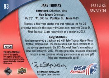 2013 Upper Deck USA Football #83 Jake Thomas Back