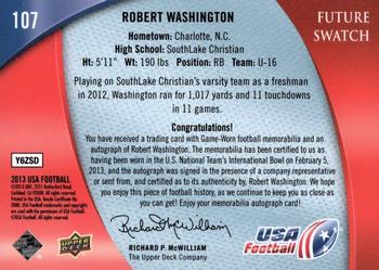 2013 Upper Deck USA Football #107 Robert Washington Back