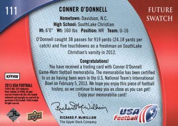 2013 Upper Deck USA Football #111 Conner O'Donnell Back