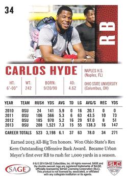 2014 SAGE HIT #34 Carlos Hyde Back