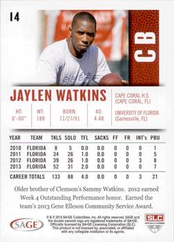 2014 SAGE HIT #14 Jaylen Watkins Back