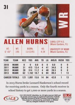 2014 SAGE HIT #31 Allen Hurns Back