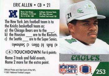 1991 Pro Set FACT Mobil #253 Eric Allen Back