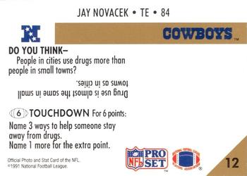 1991 Pro Set FACT Mobil #12 Jay Novacek Back