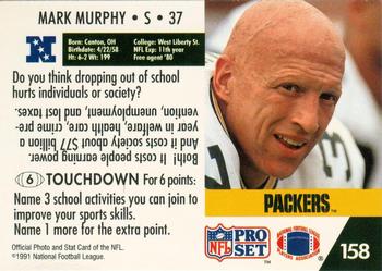 1991 Pro Set FACT Mobil #158 Mark Murphy Back