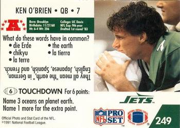 1991 Pro Set FACT Mobil #249 Ken O'Brien Back