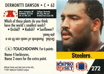 1991 Pro Set FACT Mobil #272 Dermontti Dawson Back