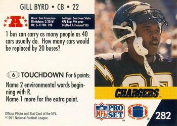 1991 Pro Set FACT Mobil #282 Gill Byrd Back