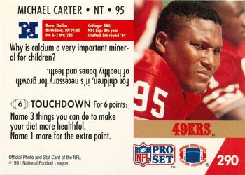1991 Pro Set FACT Mobil #290 Michael Carter Back