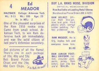 1960 Bell Brand Los Angeles Rams #4 Ed Meador Back