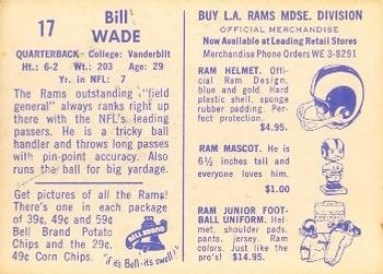 1960 Bell Brand Los Angeles Rams #17 Bill Wade Back
