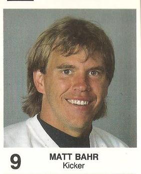 1985 Coke/Mr. Hero Cleveland Browns #NNO Matt Bahr Front