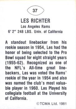 1981 TCMA Greats #37 Les Richter Back