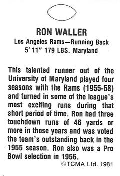 1981 TCMA Greats #NNO Ron Waller Back